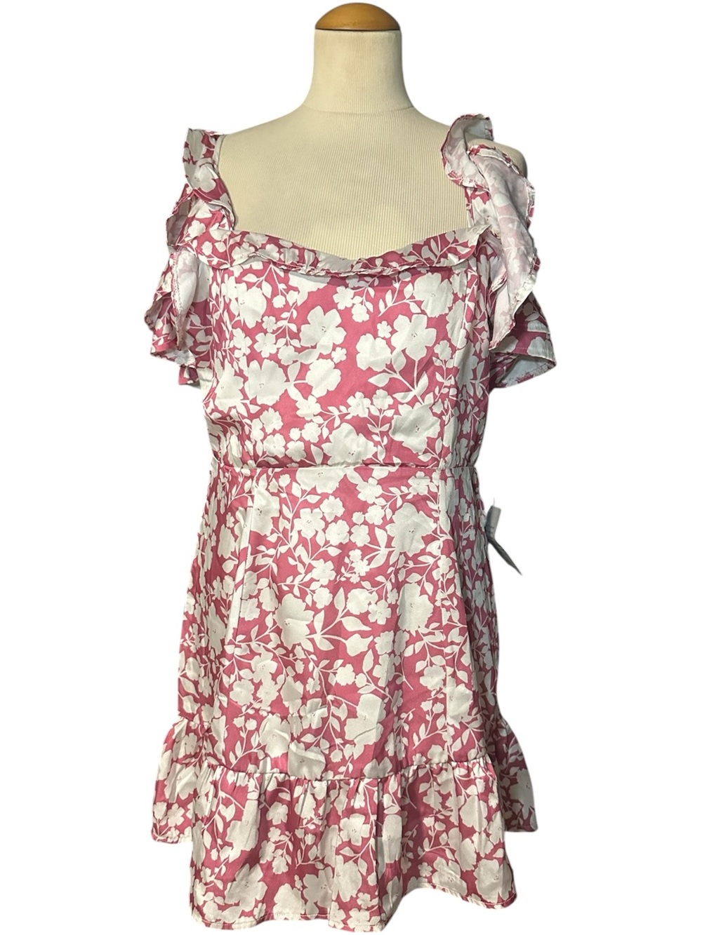 NSR Floral Ruffle Sleeved Sundress NWT Pink White Size XL